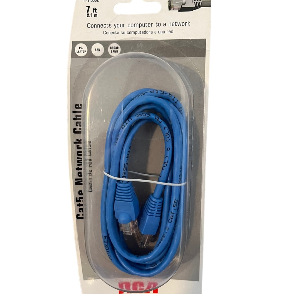 RCA Blue 7 ft Cat5e TPH530BR LAN Computer Network Cable